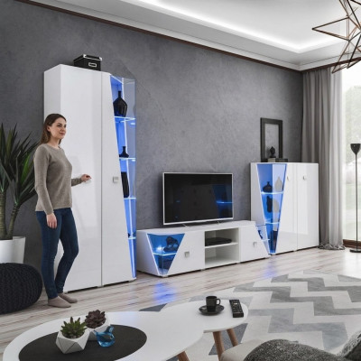 Woonkamer luxe meubelset 3-dlg woonkamerwand designmeubels vitrine hout