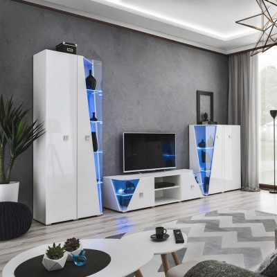 Woonkamer luxe meubelset 3-dlg woonkamerwand designmeubels vitrine hout