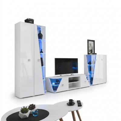 Woonkamer luxe meubelset 3-dlg woonkamerwand designmeubels vitrine hout