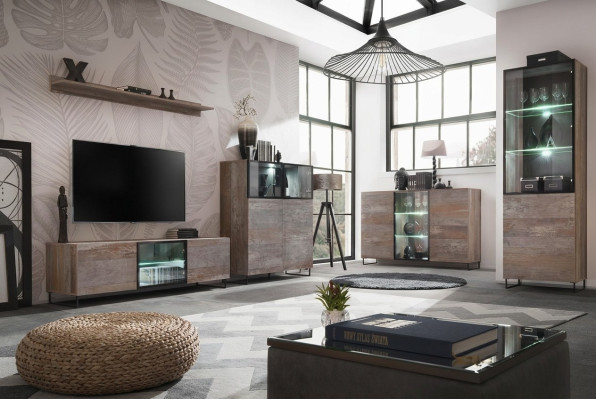Ontwerp woonkamer tv-standaard 2x vitrine rtv lowboard inrichting set 5-delig
