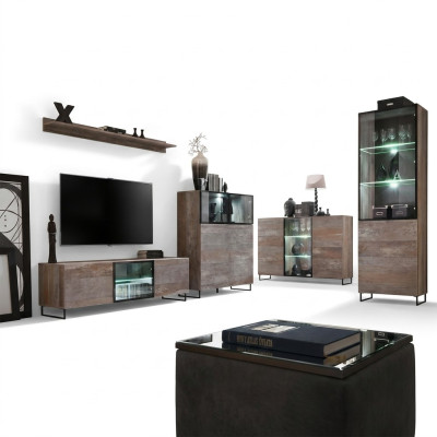 Ontwerp woonkamer tv-standaard 2x vitrine rtv lowboard inrichting set 5-delig