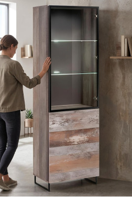 Vitrine Design Kast Hout Modern Nieuw Meubels Grijs Hout Inrichting