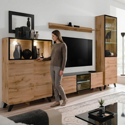 Woonkamer Modern Set Vitrine Ladekast Woonkamer TV-meubel Design Nieuw