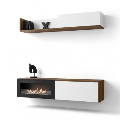Woonkamer tv-standaard met open haard wandmeubel wandplank houten meubels nieuw  Woonkamer tv-standaard met open haard wandmeubel wandplank houten meubels nieuw
