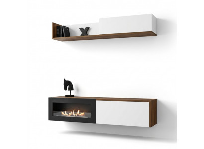 Woonkamer tv-standaard met open haard wandmeubel wandplank houten meubels nieuw  Woonkamer tv-standaard met open haard wandmeubel wandplank houten meubels nieuw
