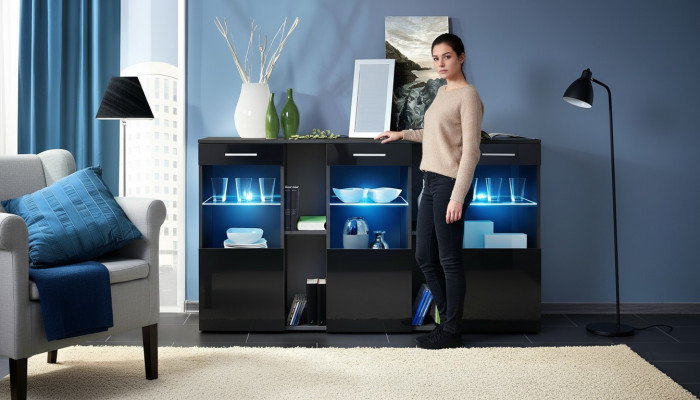 Zwarte dressoirontwerper dressoir woonkamer modern houten meubels