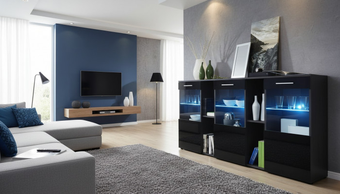 Zwarte dressoirontwerper dressoir woonkamer modern houten meubels