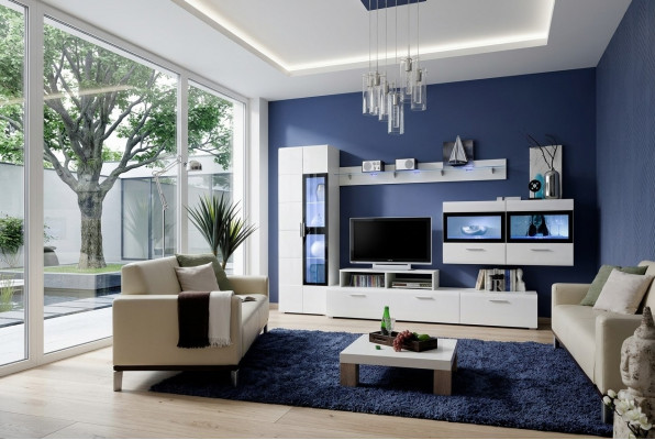 Woonkamer luxe set TV-standaard vitrine houten wandkast Nieuw