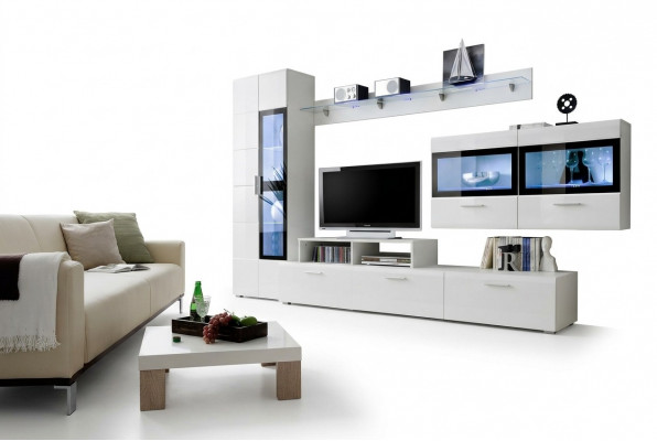 Woonkamer luxe set TV-standaard vitrine houten wandkast Nieuw