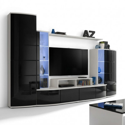 Zwart woonkamermuur woonkamer luxe set vitrine tv-standaard houten meubels nieuw