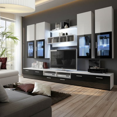 Modern design woonwand houten muurrekken compleet tv-meubel inrichting