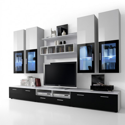 Modern design woonwand houten muurrekken compleet tv-meubel inrichting