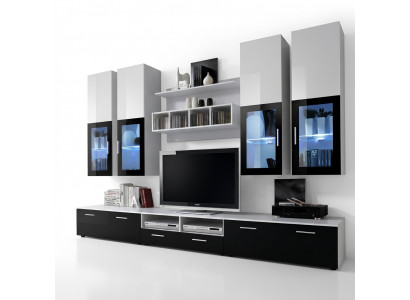 Modern design woonwand houten muurrekken compleet tv-meubel inrichting