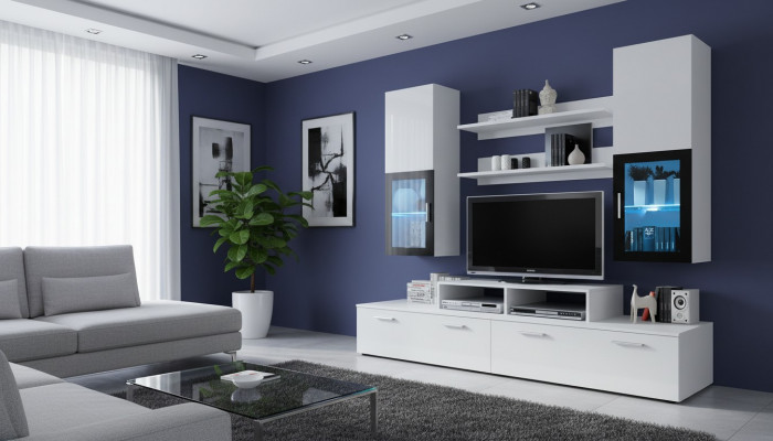 Woonkamer volledige woonwand planken luxe wandkast nieuw meubilair