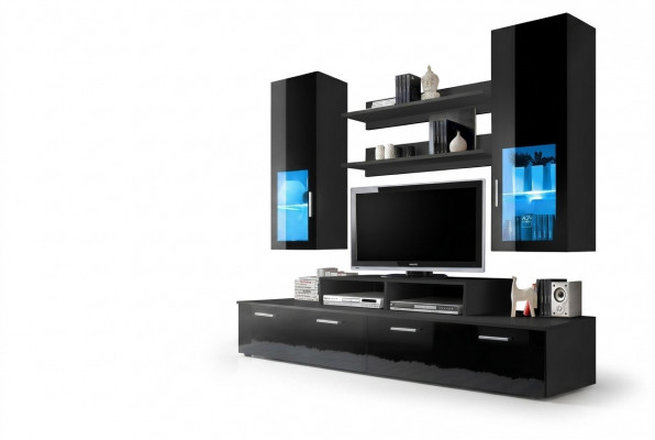 Woonwand hout stijl modern luxe woonkamer meubels wandkast compleet