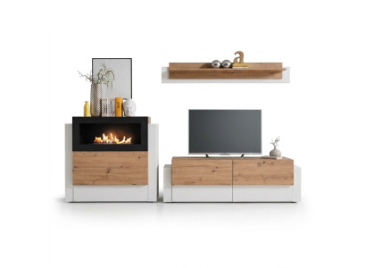 Designer witte woonkamer luxe dressoir met open haard inrichting woonkamer meubels