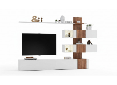 Moderne woonkamer luxe inrichting tv-standaard muurrekken