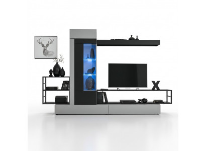 Moderne design woonwand tv-standaard houten wandplanken luxe woonkamerinrichting