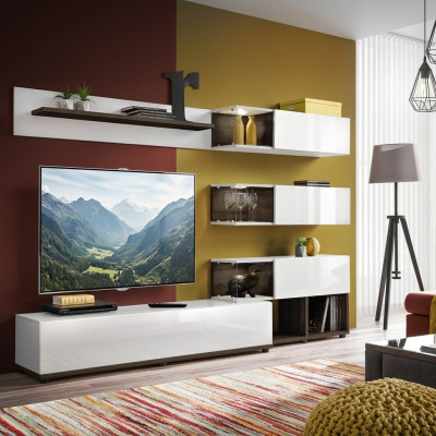Woonkamerontwerp wandplank tv-standaard plank woonkamer houten inrichting