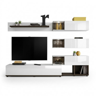 Woonkamerontwerp wandplank tv-standaard plank woonkamer houten inrichting
