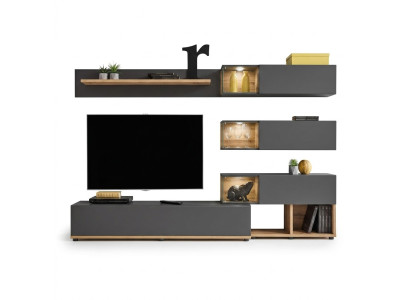 Luxe wandmeubel wandplank plank woonkamer tv-standaard modern hout designer