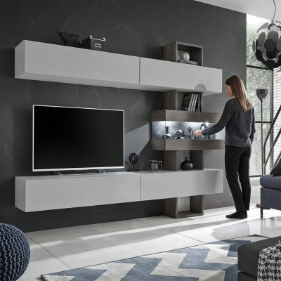 Woonkamer compleet meubilair RTV lowboard woonwand hout ontwerper inrichting