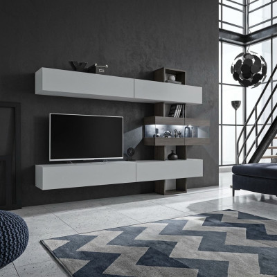 Woonkamer compleet meubilair RTV lowboard woonwand hout ontwerper inrichting
