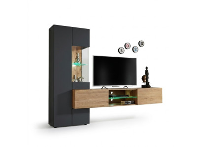 Grijze complete woonwand luxe design rek woonkamer nieuwe inrichting