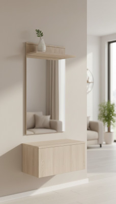 Luxe kledingrek hal spiegel kapstok hout inrichting design