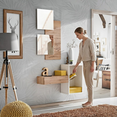 Gang kapstok meubels moderne design muur inrichting hout nieuw hal