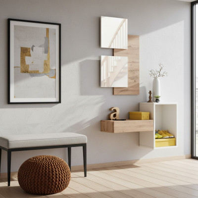 Gang kapstok meubels moderne design muur inrichting hout nieuw hal
