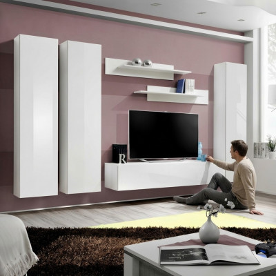Complete set 6 delig Wit wandmeubel TV-standaard Woonkamer inrichting