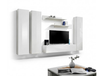 Complete set 6 delig Wit wandmeubel TV-standaard Woonkamer inrichting