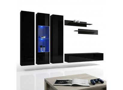 Woonwand Set 6-delig Luxe Woonkamer TV-standaard Hout Wandplank Wandkast Nieuw