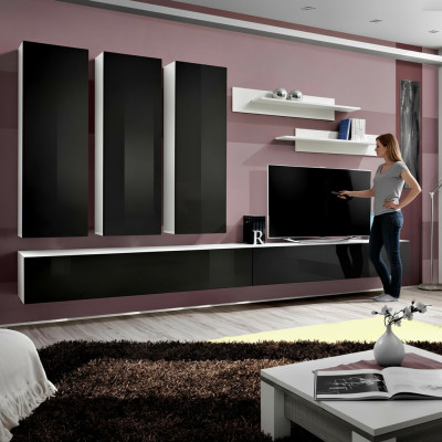 Woonkamer compleet set 7 delig woonwand tv-standaard luxe garnituur wandplank nieuw