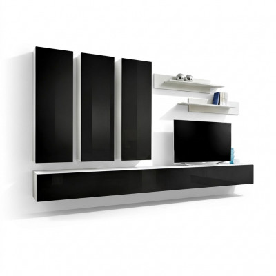 Woonkamer compleet set 7 delig woonwand tv-standaard luxe garnituur wandplank nieuw