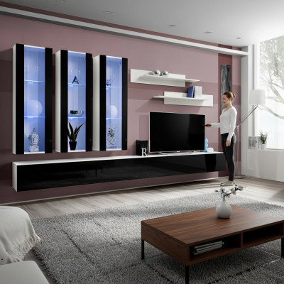 Luxe woonkamer wandmeubel houten meubels woonkamer wandplank designer hangende vitrine Nieuw