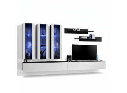 Woonwand Hangende vitrine Woonkamer TV-meubel TV-standaard Modern ontwerp Set van 7 stuks.