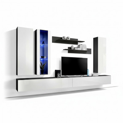 Luxe tv-meubelstandaard van hout, ontworpen in een moderne stijl voor de woonkamer. Nieuw.