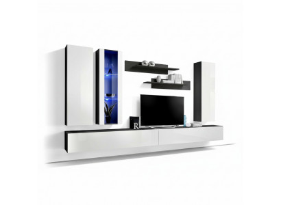 Luxe tv-meubelstandaard van hout, ontworpen in een moderne stijl voor de woonkamer. Nieuw.