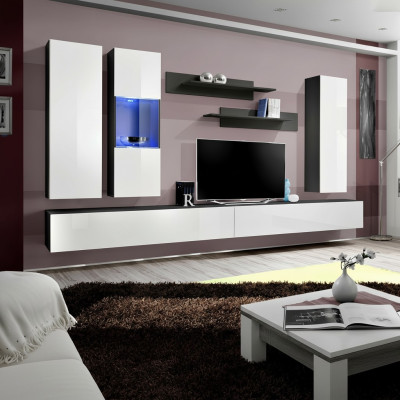 Designer set 7-dlg. Woonkamer hangende vitrine wandkast luxe meubels woonkamer