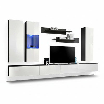 Designer set 7-dlg. Woonkamer hangende vitrine wandkast luxe meubels woonkamer