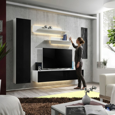 Luxe woonwand, ontwerper tv-standaard, dressoir, woonkamer inrichting, 4-delige set.