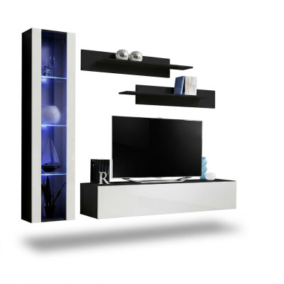 Designer woonwand set 4-delig zwart woonkamer meubels hangende vitrine inrichting