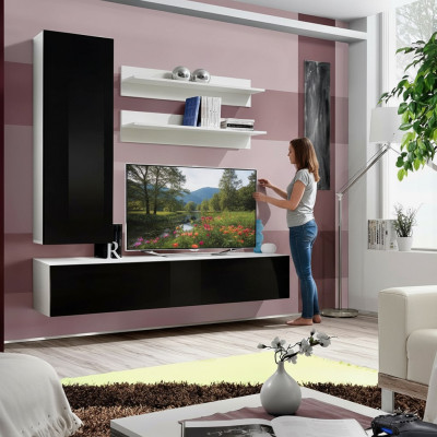 Moderne woonkamer luxe inrichting tv-standaard wandkast.