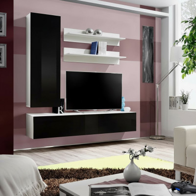 Moderne woonkamer luxe inrichting tv-standaard wandkast.