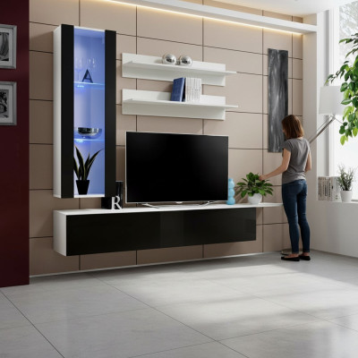 Ontwerp hangende vitrinekasten kasten wandmeubel set 4-dlg woonkamer tv-standaard meubels