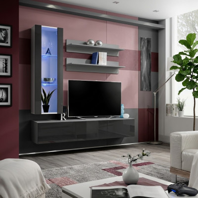 Ontwerp hangende vitrinekasten kasten wandmeubel set 4-dlg woonkamer tv-standaard meubels