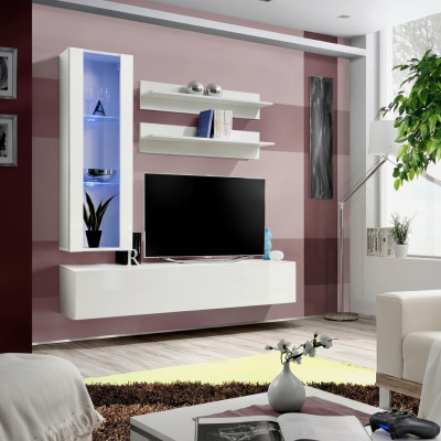 Volledige tv-standaard meubelontwerp inrichting set 4-delig lowboard hangende vitrine