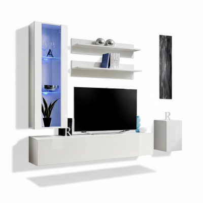 Volledige tv-standaard meubelontwerp inrichting set 4-delig lowboard hangende vitrine